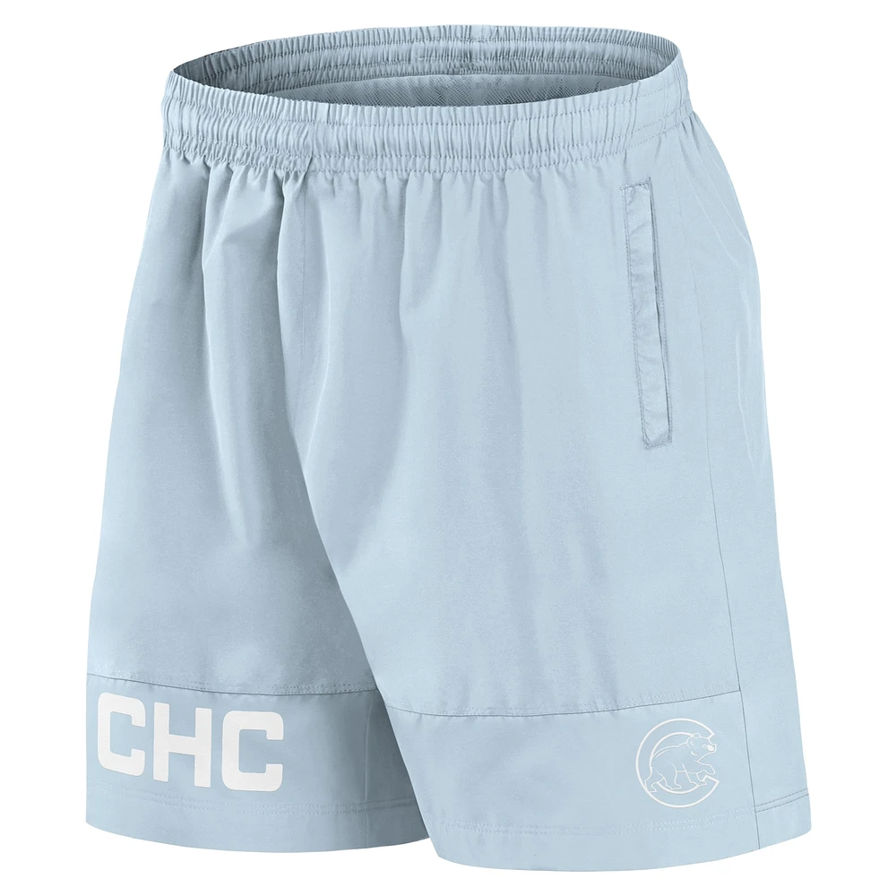 Short de bain Fanatics pour homme bleu clair Chicago Cubs Elements