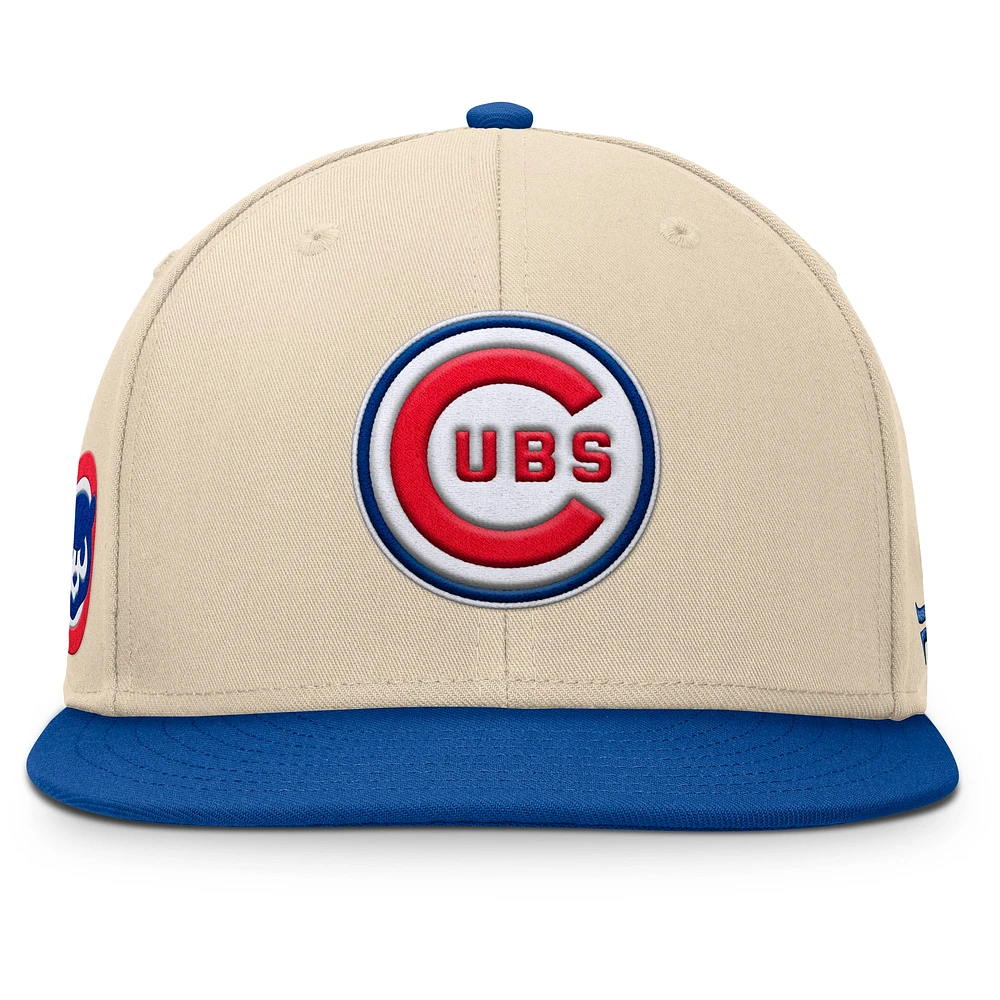 Men's Fanatics Natural/Royal Chicago Cubs Cooperstown Collection Bounder Snapback Hat