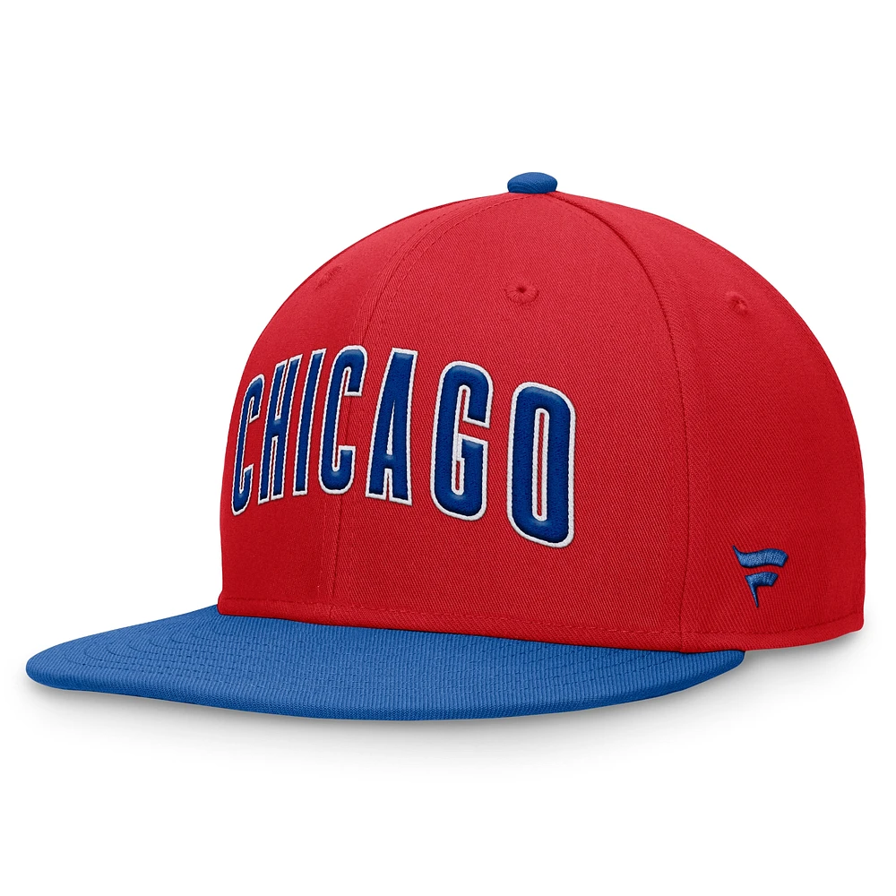 Casquette ajustée bicolore fondamentale des Chicago Cubs Fanatics pour hommes