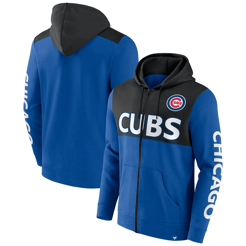 Sweat à capuche entièrement zippé Fanatics Royal/Black Chicago Cubs Ace pour hommes