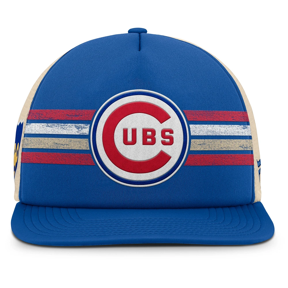 Casquette snapback Powers Fanatics Royal/Natural pour homme, collection Cooperstown des Chicago Cubs