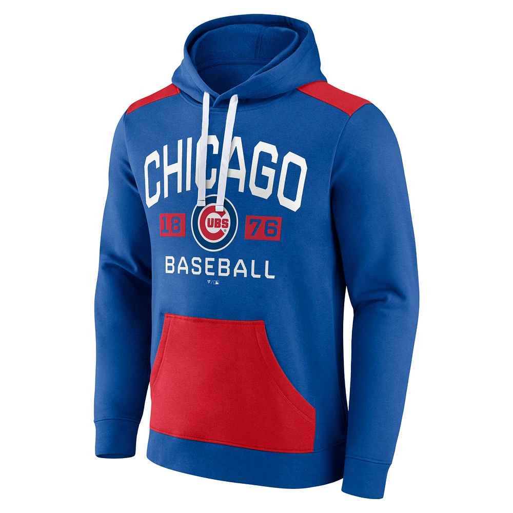 Sweat à capuche Fanatics Royal/Red Chicago Cubs Chip pour hommes