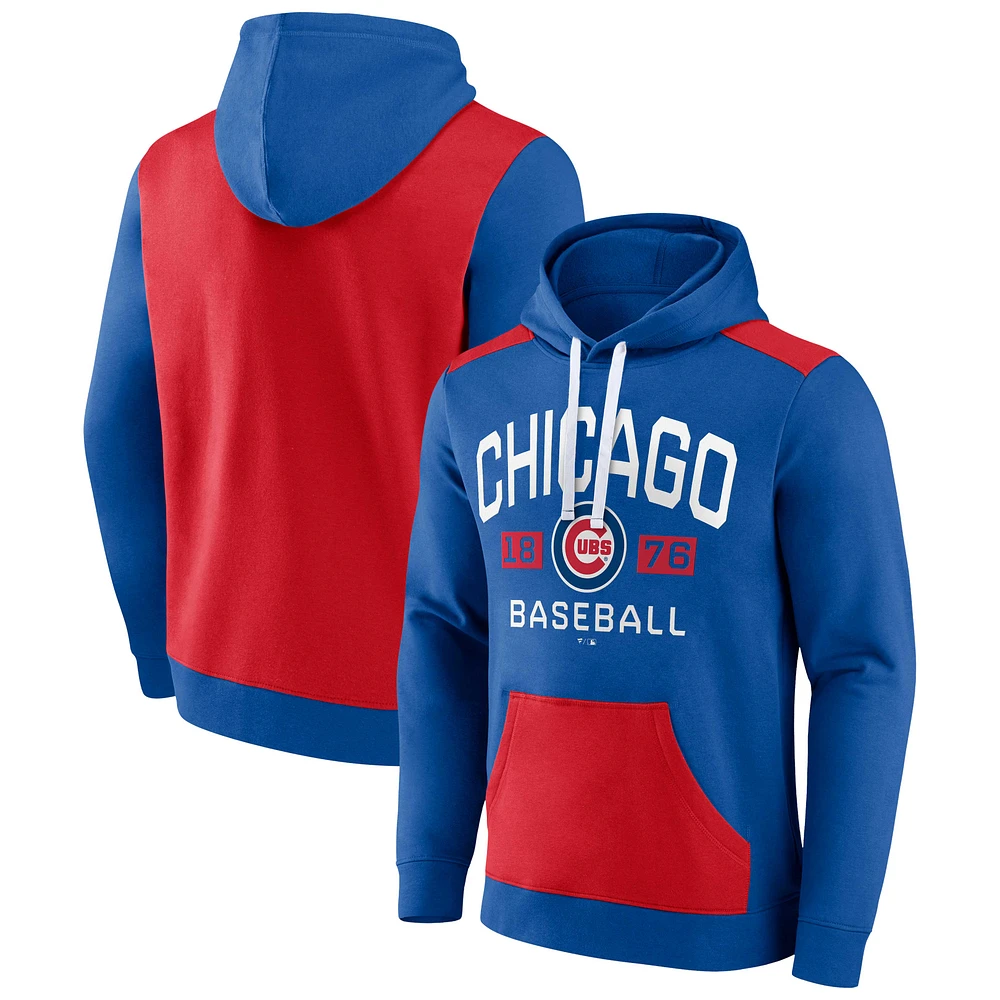 Sweat à capuche Fanatics Royal/Red Chicago Cubs Chip pour hommes