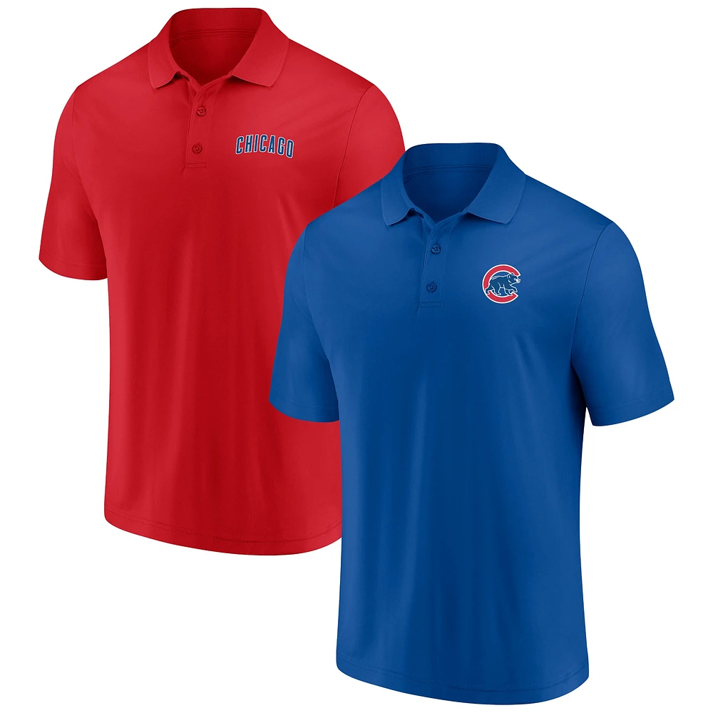 Ensemble polo Fanatics Royal/Rouge des Chicago Cubs Dueling Logos pour hommes