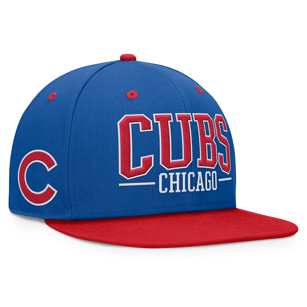 Casquette Snapback Fundamental Bold Fanatics Royal/Rouge des Chicago Cubs pour hommes