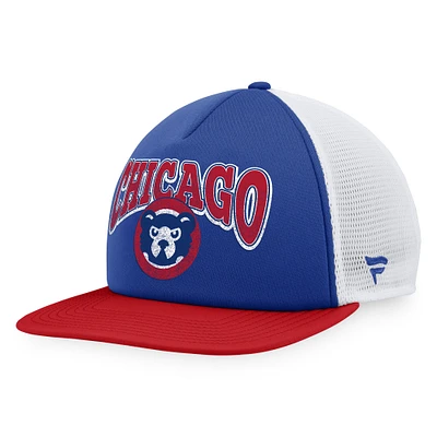 Casquette Snapback de camionneur en mousse sur le devant en mousse Heritage Fanatics Royal/Red Chicago Cubs pour hommes