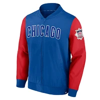 Men's Fanatics Royal/Red Chicago Cubs Iconic Record Holder Full-Zip Lightweight Windbreaker Bomber Jacket