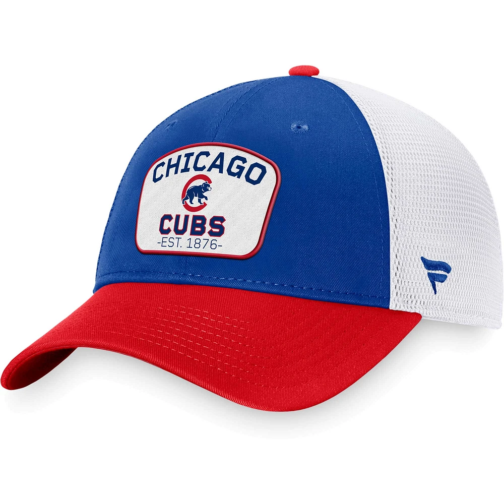 Men's Fanatics Royal/Red Chicago Cubs Two-Tone Patch Trucker Adjustable Hat