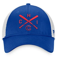 Casquette Snapback Iconic Cross Bat Trucker des Chicago Cubs Fanatics Royal/Blanc pour hommes