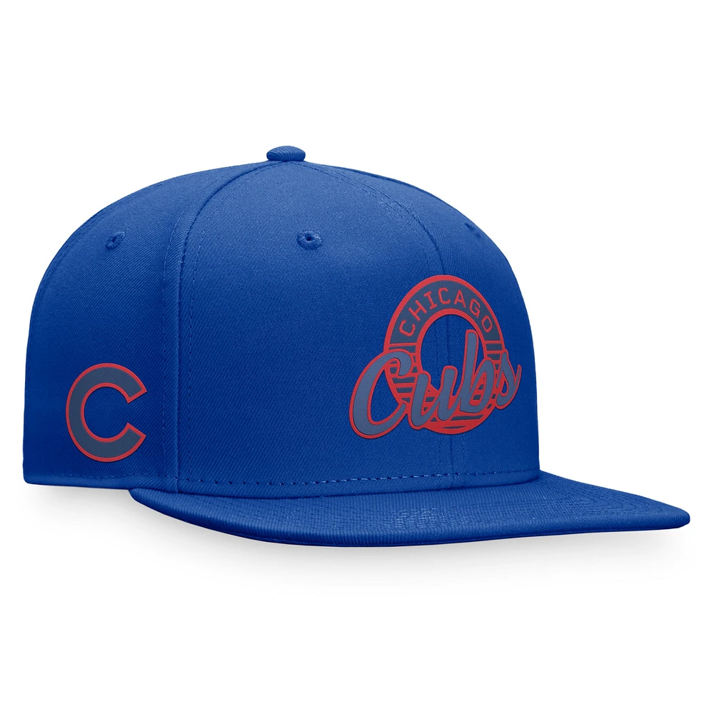 Casquette Snapback Fanatics Royal Chicago Cubs Circle Script pour hommes