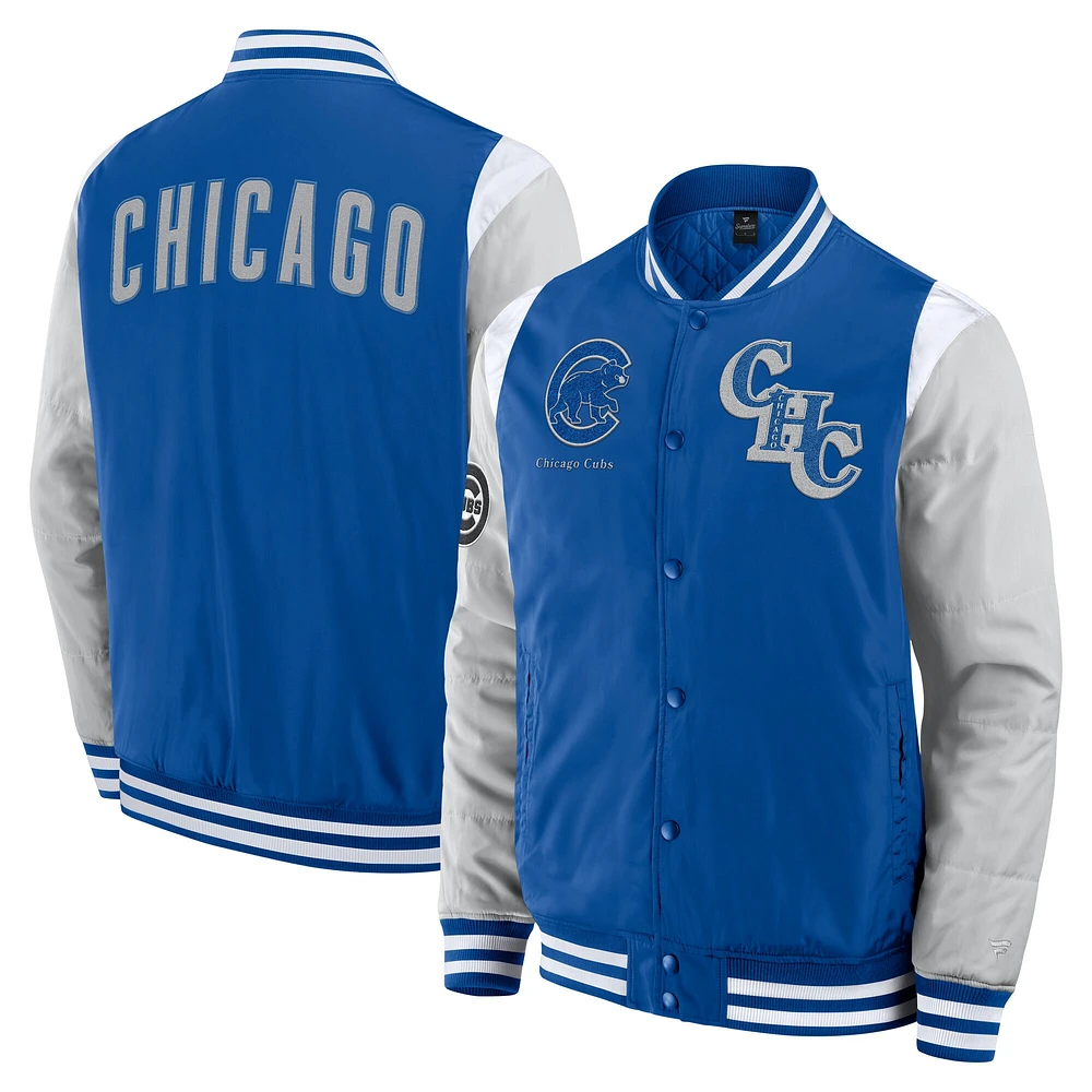 Veste à boutons-pression intégrale Elements Elite de Chicago Cubs Fanatics Royal pour homme