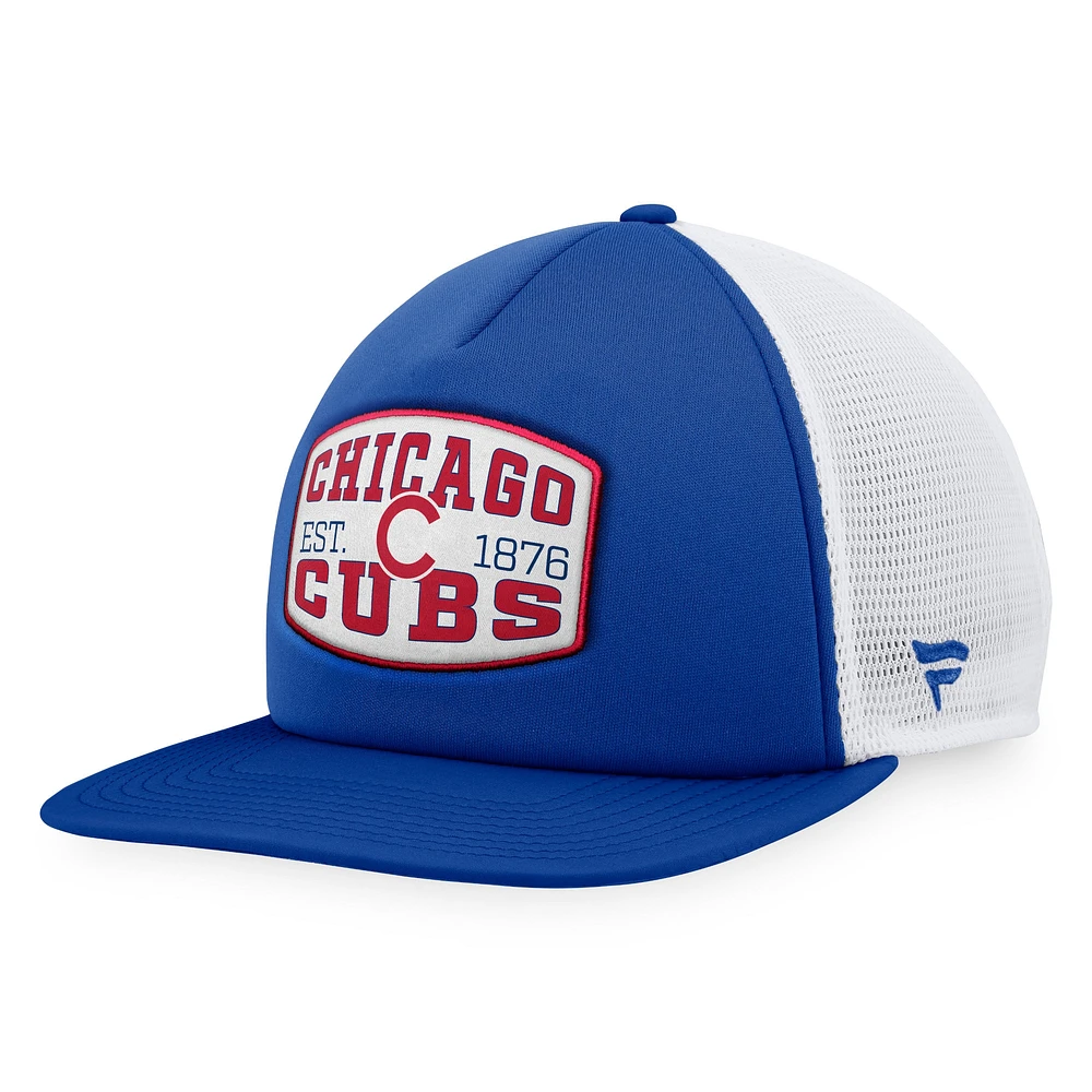 Casquette de camionneur Snapback en mousse Royal Chicago Cubs Fanatics pour hommes