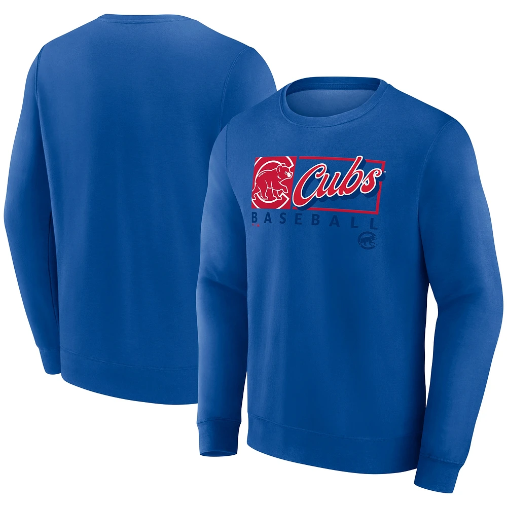 Men's Fanatics Royal Chicago Cubs Focus Fleece Pullover Sweatshirt