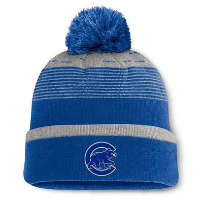 Bonnet en tricot à revers avec pompon Fanatics Royal Chicago Cubs Fundamental Gradient pour homme