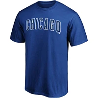 T-shirt officiel avec le mot-symbole Fanatics Royal Chicago Cubs pour hommes