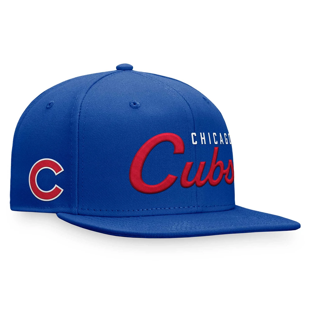 Casquette Snapback Fanatics Royal Chicago Cubs Script pour hommes