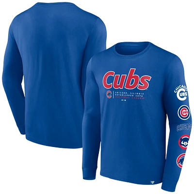 T-shirt à manches longues Fanatics Royal Chicago Cubs Strike the Goal pour hommes