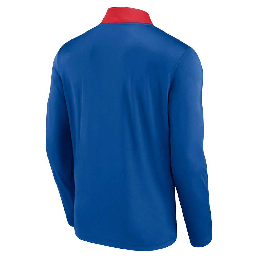 Men's Fanatics Royal Chicago Cubs Unstoppable Quarter-Zip Top