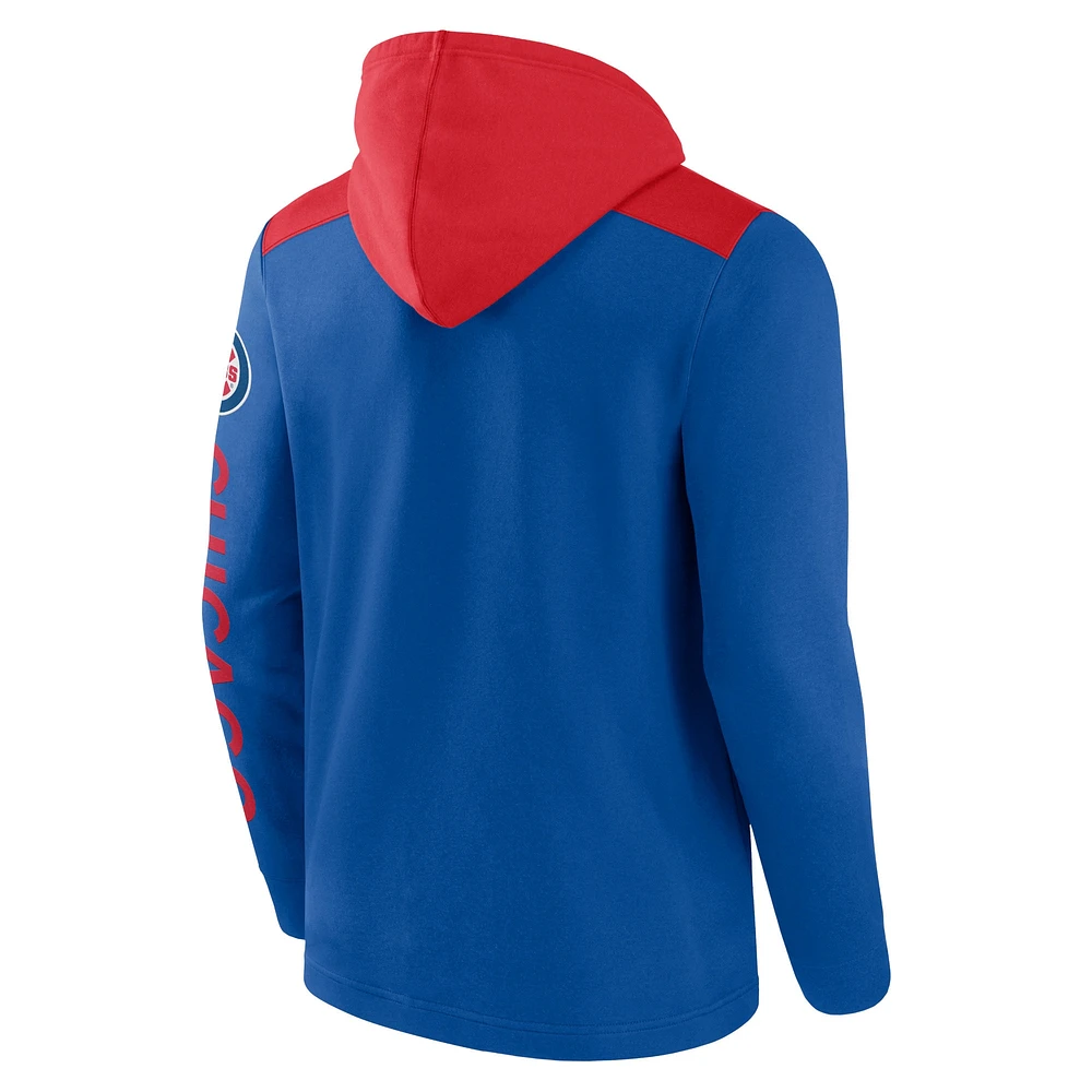 Sweat à capuche entièrement zippé en polaire Fanatics Royal Chicago Cubs Walk Off pour hommes