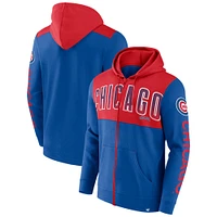 Sweat à capuche entièrement zippé en polaire Fanatics Royal Chicago Cubs Walk Off pour hommes