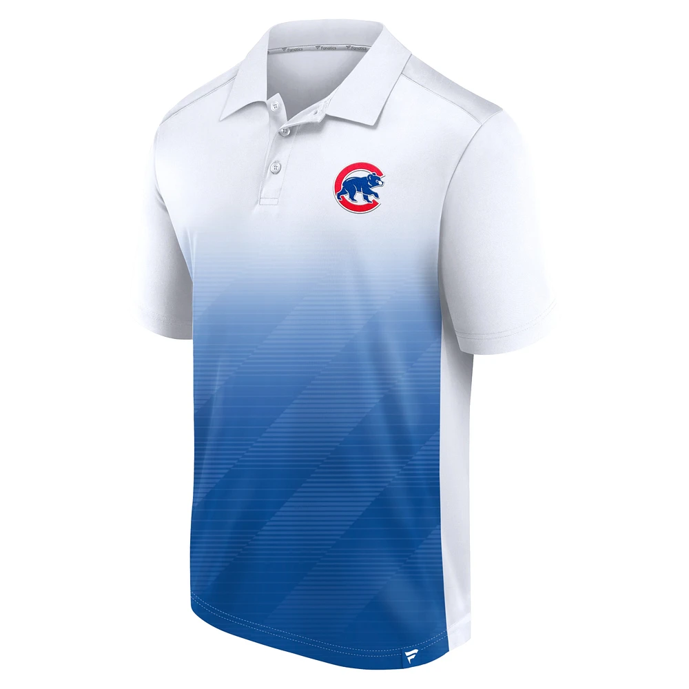 Polo sublimé à paramètres emblématiques des Chicago Cubs Fanatics blanc/royal pour hommes