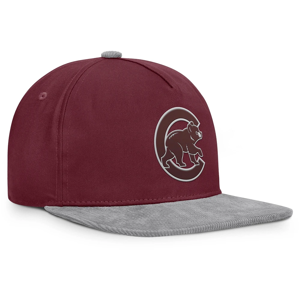 Casquette snapback Fanatics Wine pour hommes des Chicago Cubs