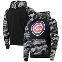 Men's FOCO Black Chicago Cubs Camo Raglan Pullover Hoodie