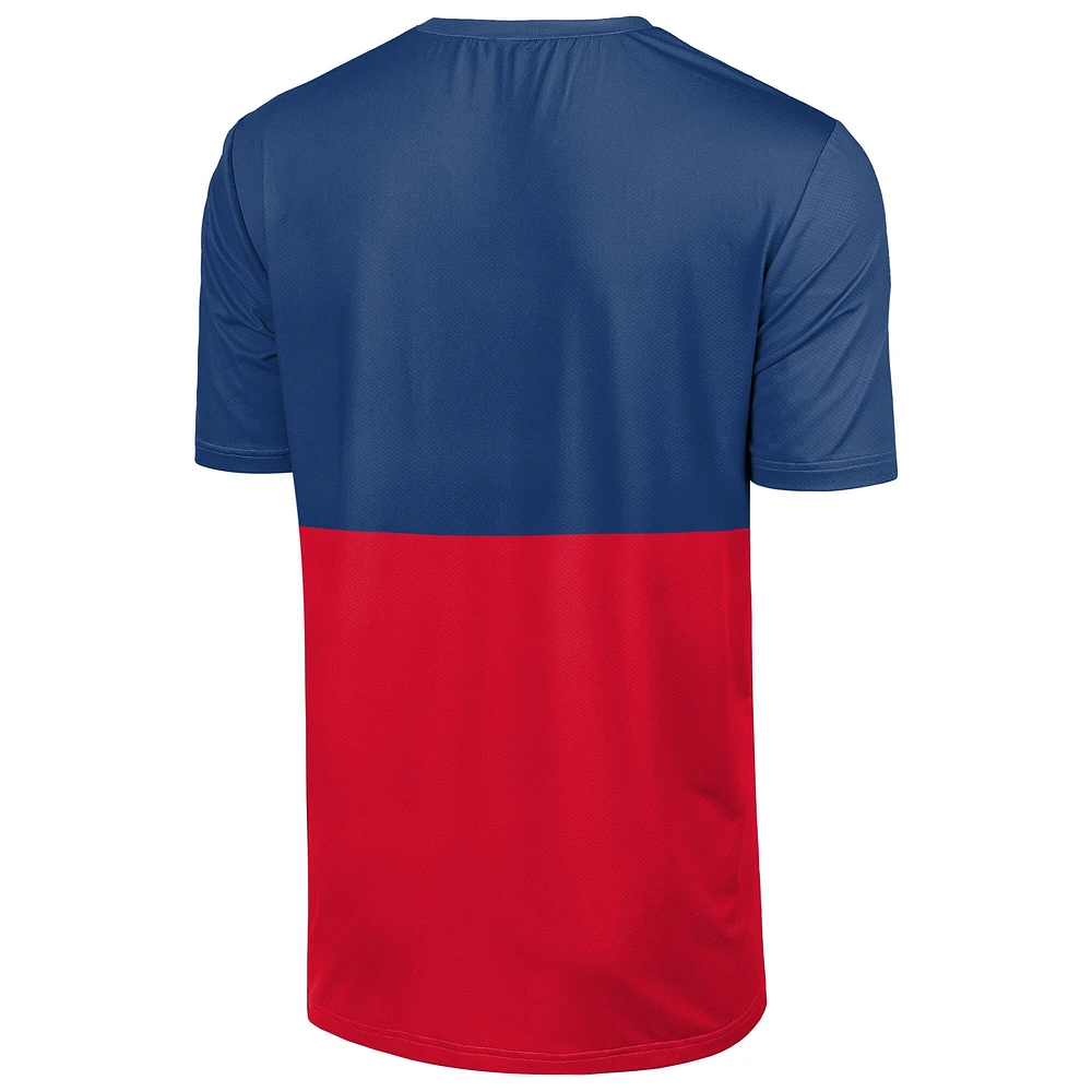 T-shirt FOCO pour homme, bleu royal/rouge, avec grand logo des Chicago Cubs