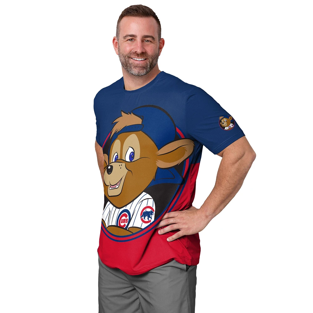 T-shirt FOCO pour homme, bleu royal/rouge, avec grand logo des Chicago Cubs