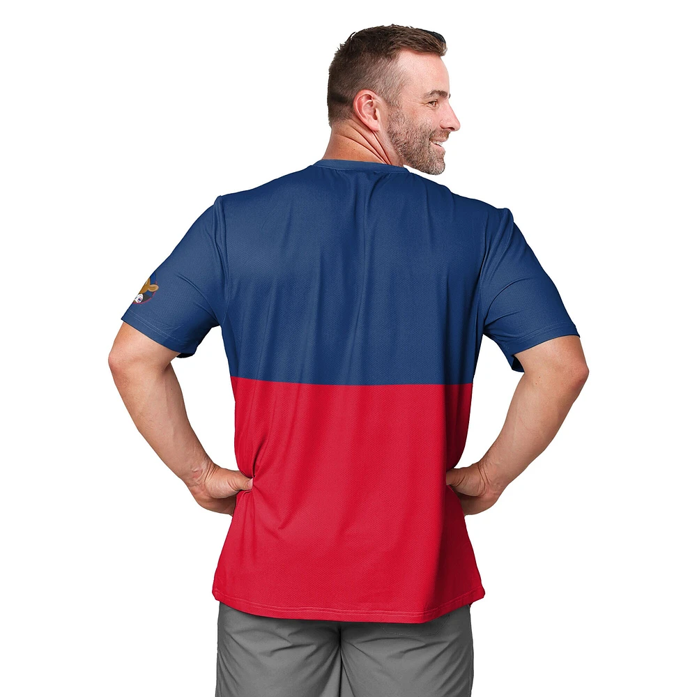 T-shirt FOCO pour homme, bleu royal/rouge, avec grand logo des Chicago Cubs