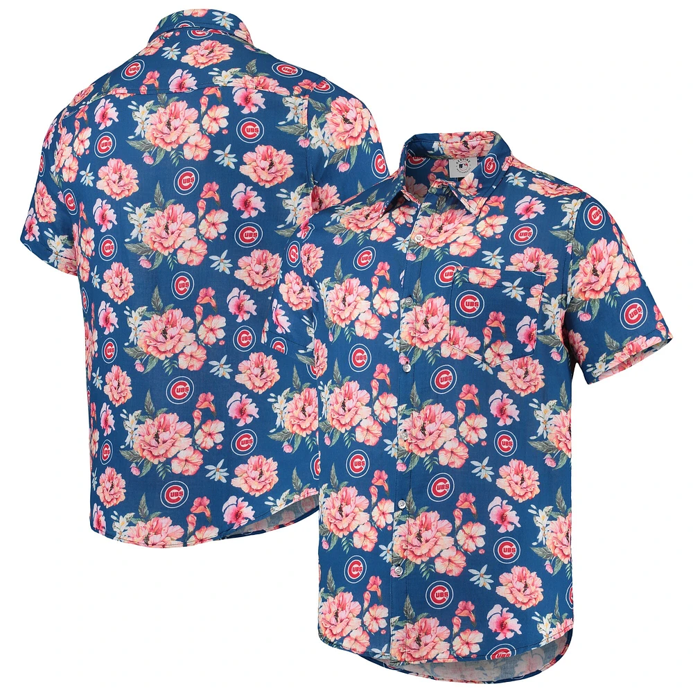 Chemise boutonnée en lin FOCO Royal Chicago Cubs pour homme