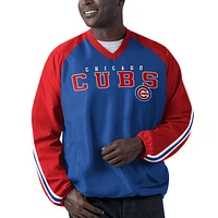 G-III Sports by Carl Banks Royal/Rouge Chicago Cubs Kickoff Raglan V-Neck Pullover Jacket