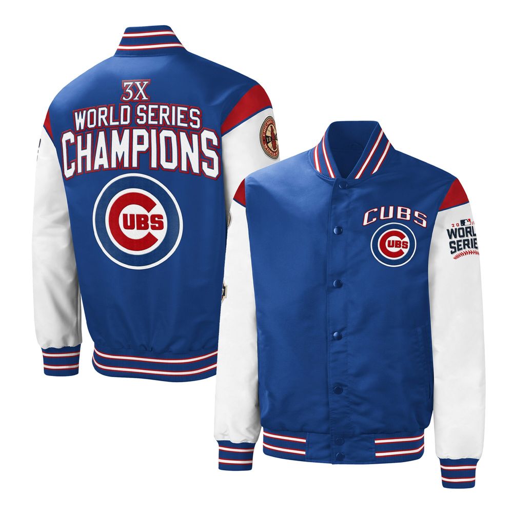 Men's G-III Sports by Carl Banks Royal/White Chicago Cubs 3x World Series Champions Complete Game - Full-Snap Jacket