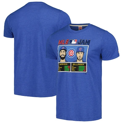 T-shirt à trois mélanges hommage Dansby Swanson et Cody Bellinger pour hommes Royal Chicago Cubs MLB Jam