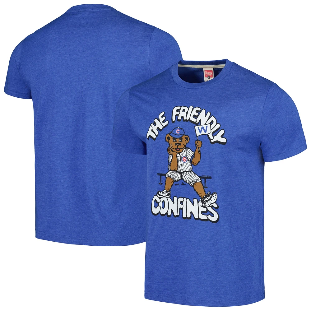 Men's Homage Royal Chicago Cubs Doodle Collection The Friendly Confines Tri-Blend T-Shirt