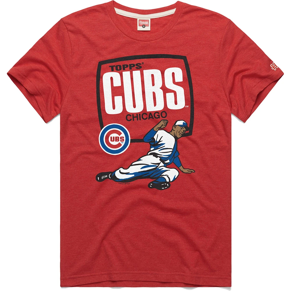 T-shirt rouge à trois mélanges Homage x Topps Chicago Cubs pour homme