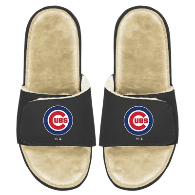 Chicago Cubs ISlide Men's Faux Fur Slide Sandals - Black/Tan