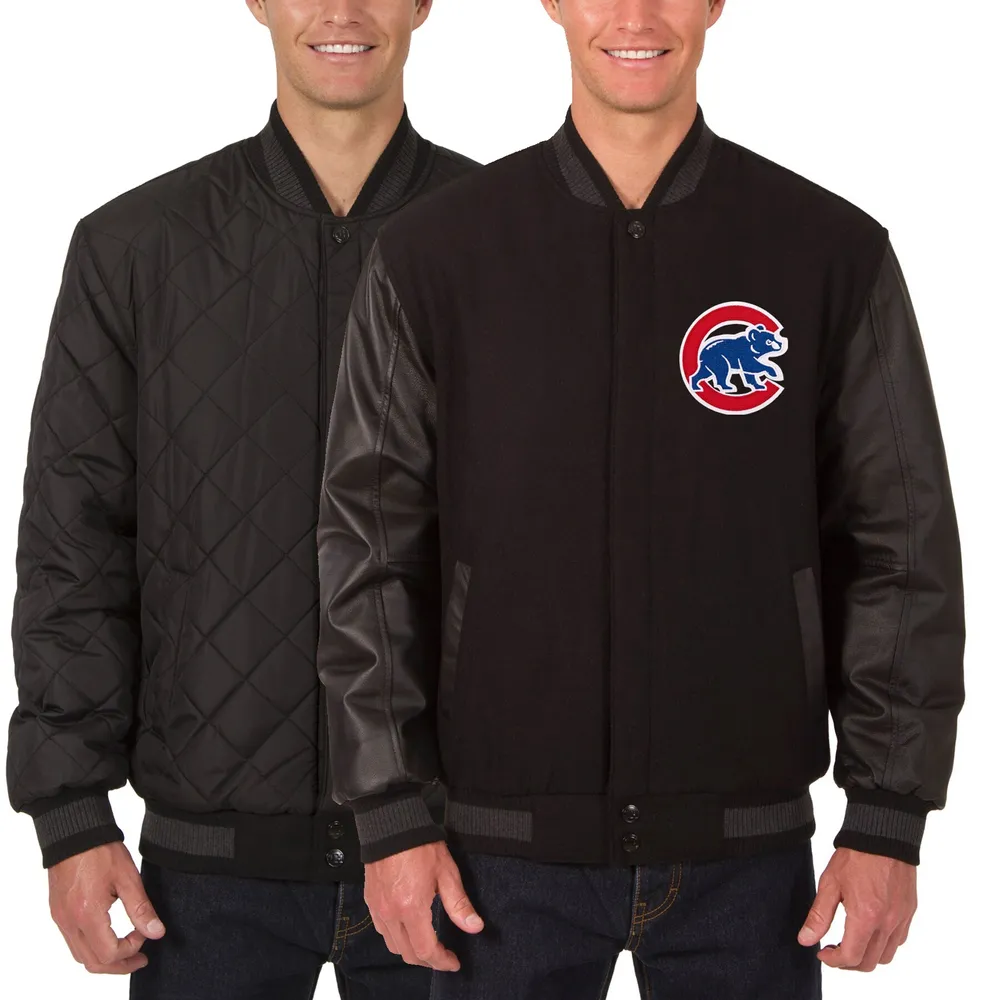 Chicago Cubs JH Design Embroidered Reversible Full Snap Fleece Jacket - Gray