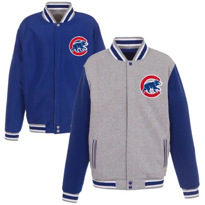 Chicago Cubs JH Design Embroidered Reversible Full Snap Fleece Jacket - Gray