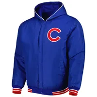 JH Design Royal Chicago Cubs Veste à capuche réversible en polaire boutons-pression pour homme