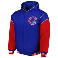 JH Design Royal Chicago Cubs Veste à capuche réversible en polaire boutons-pression pour homme