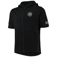 Men's Levelwear Black Chicago Cubs Recruit Short Sleeve Full-Zip Hoodie Jacket