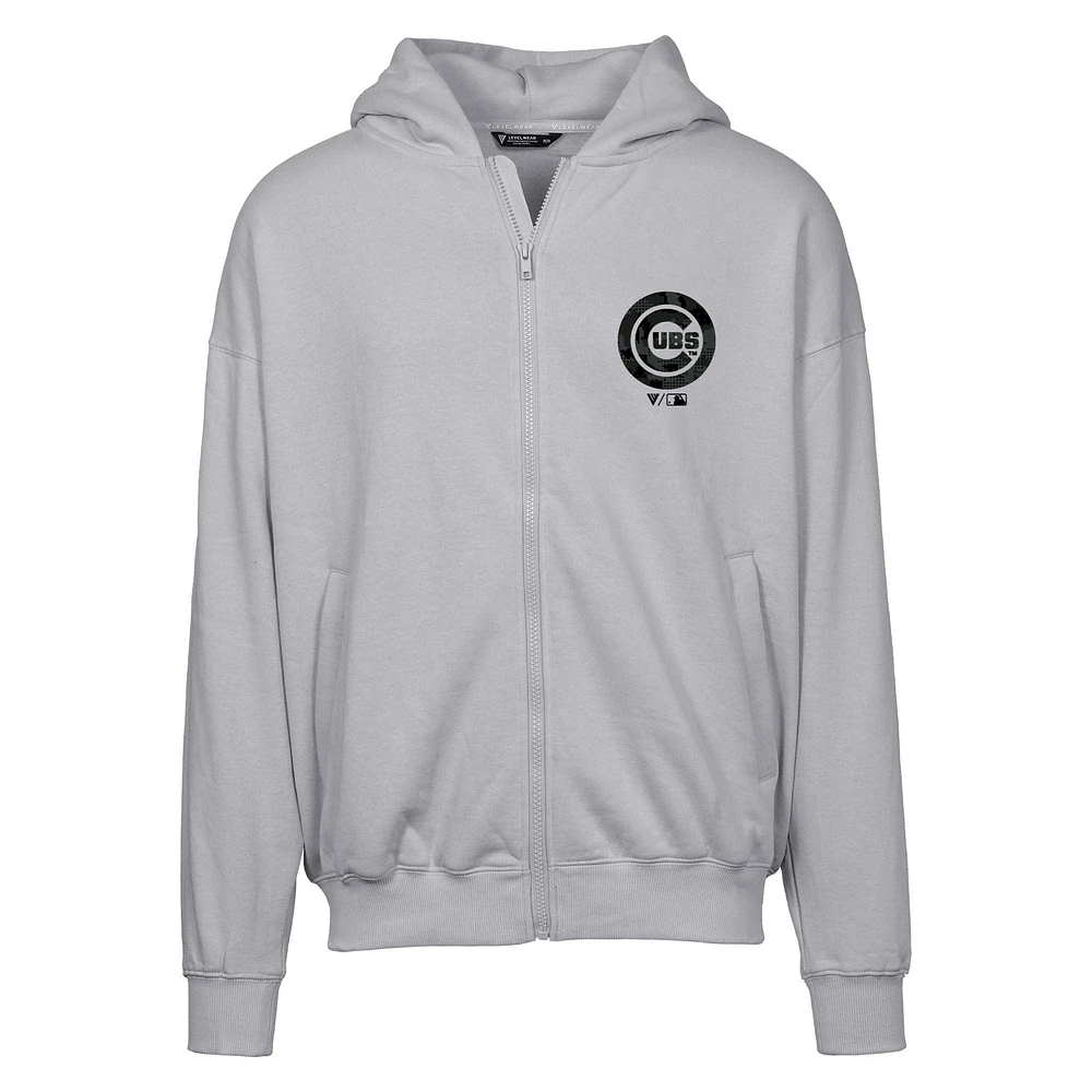 Men's Levelwear  Gray Chicago Cubs Oversized Uphill Digital Camo Full-Zip Hoodie