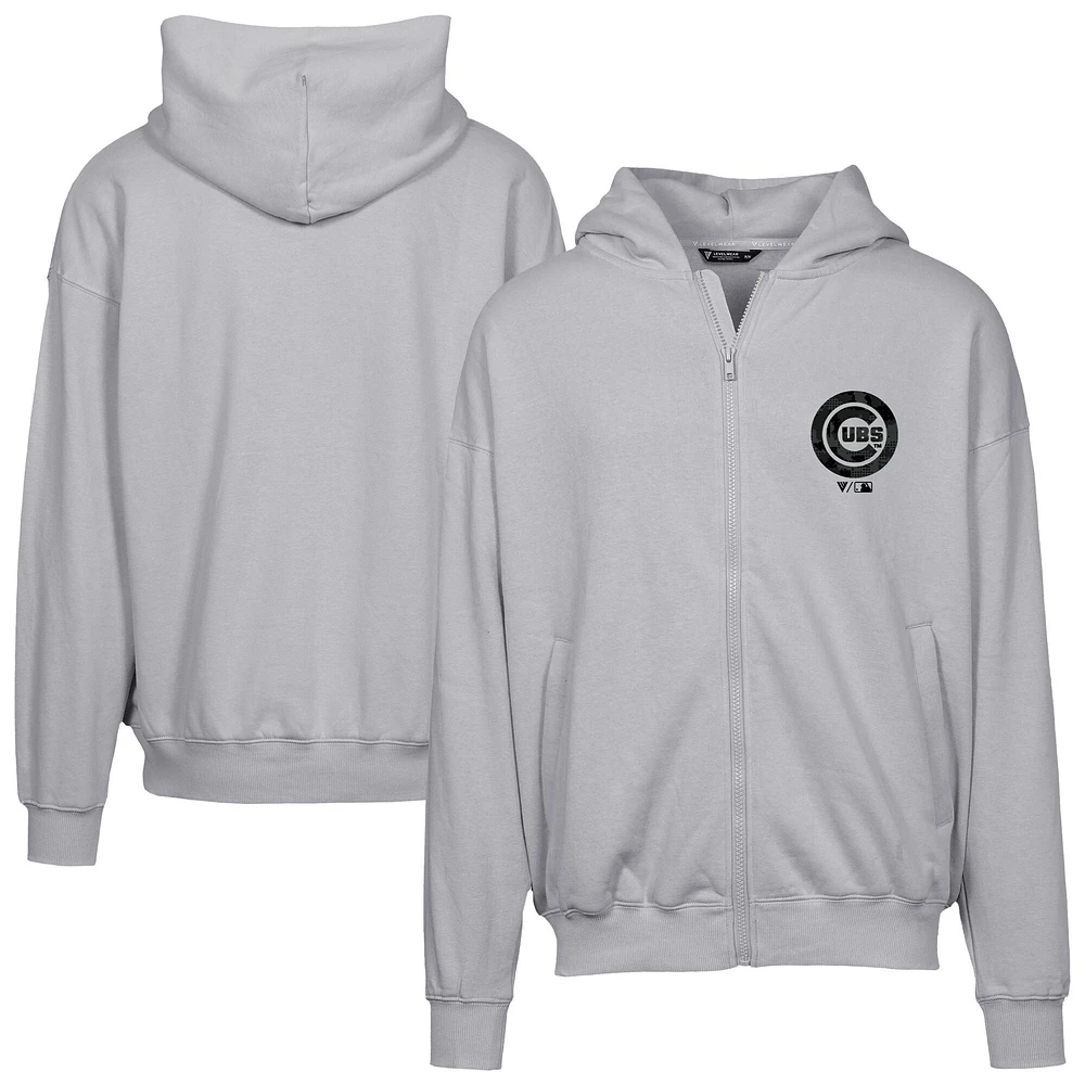 Men's Levelwear Gray Chicago Cubs Oversized Uphill Digital Camo Full-Zip Hoodie