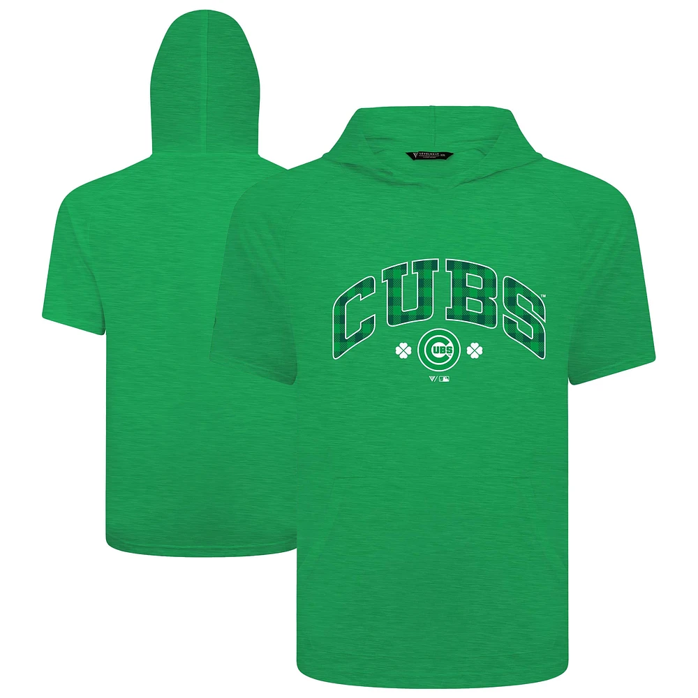 Men's Levelwear Green Chicago Cubs St. Patrick's Day Phase Plaid Short Sleeve T-Shirt Hoodie