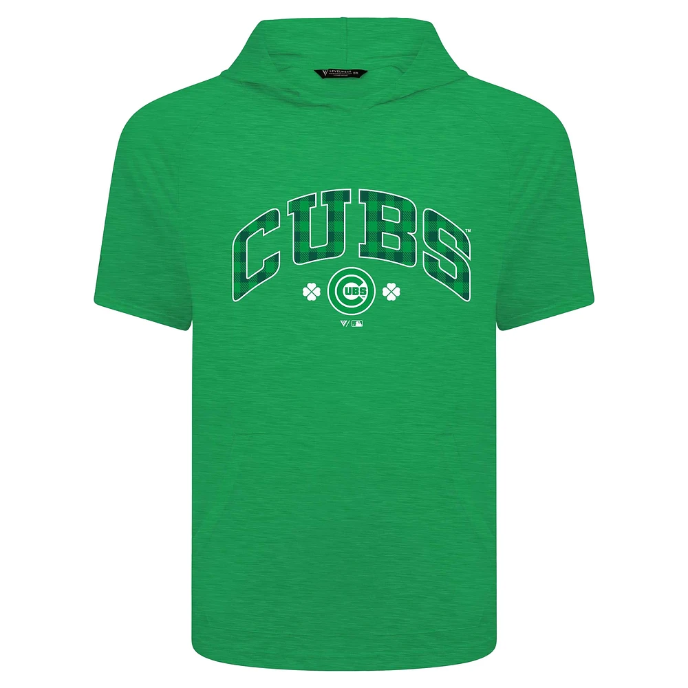 Men's Levelwear Green Chicago Cubs St. Patrick's Day Phase Plaid Short Sleeve T-Shirt Hoodie