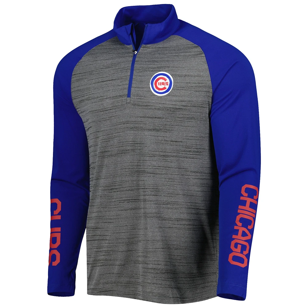 Men's Levelwear Heather Gray Chicago Cubs Vandal Raglan Quarter-Zip Top