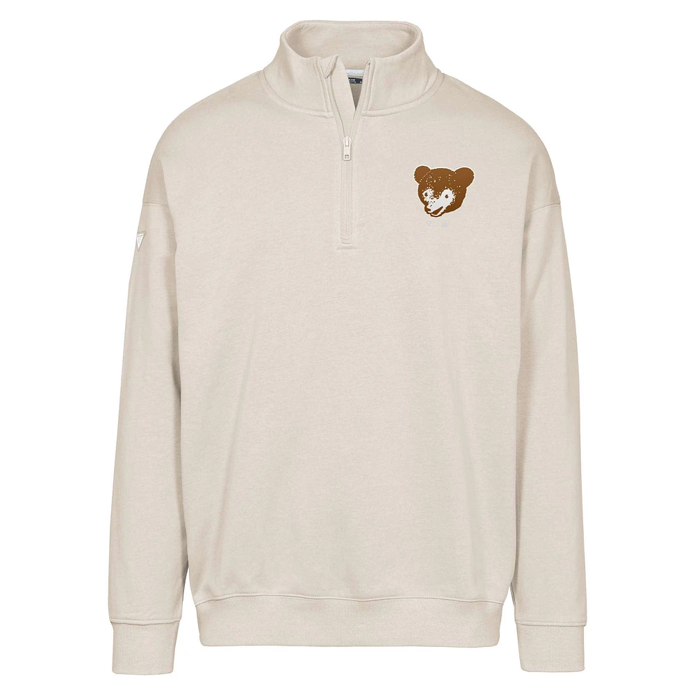 Men's Levelwear  Khaki Chicago Cubs Cooperstown Collection Murray Quarter-Zip Sweatshirt