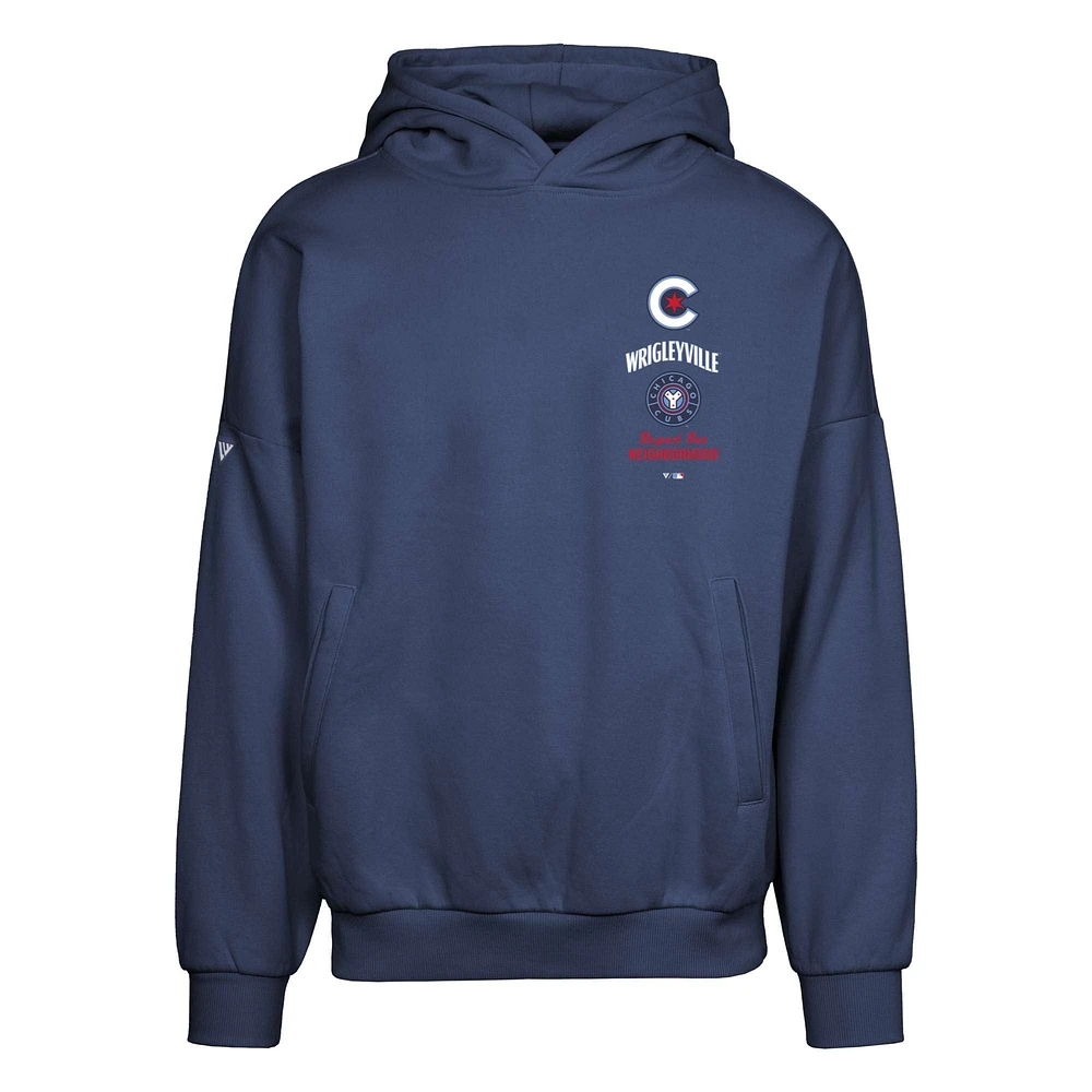 Men's Levelwear Navy Chicago Cubs City Connect Contact Baseline Pullover Hoodie