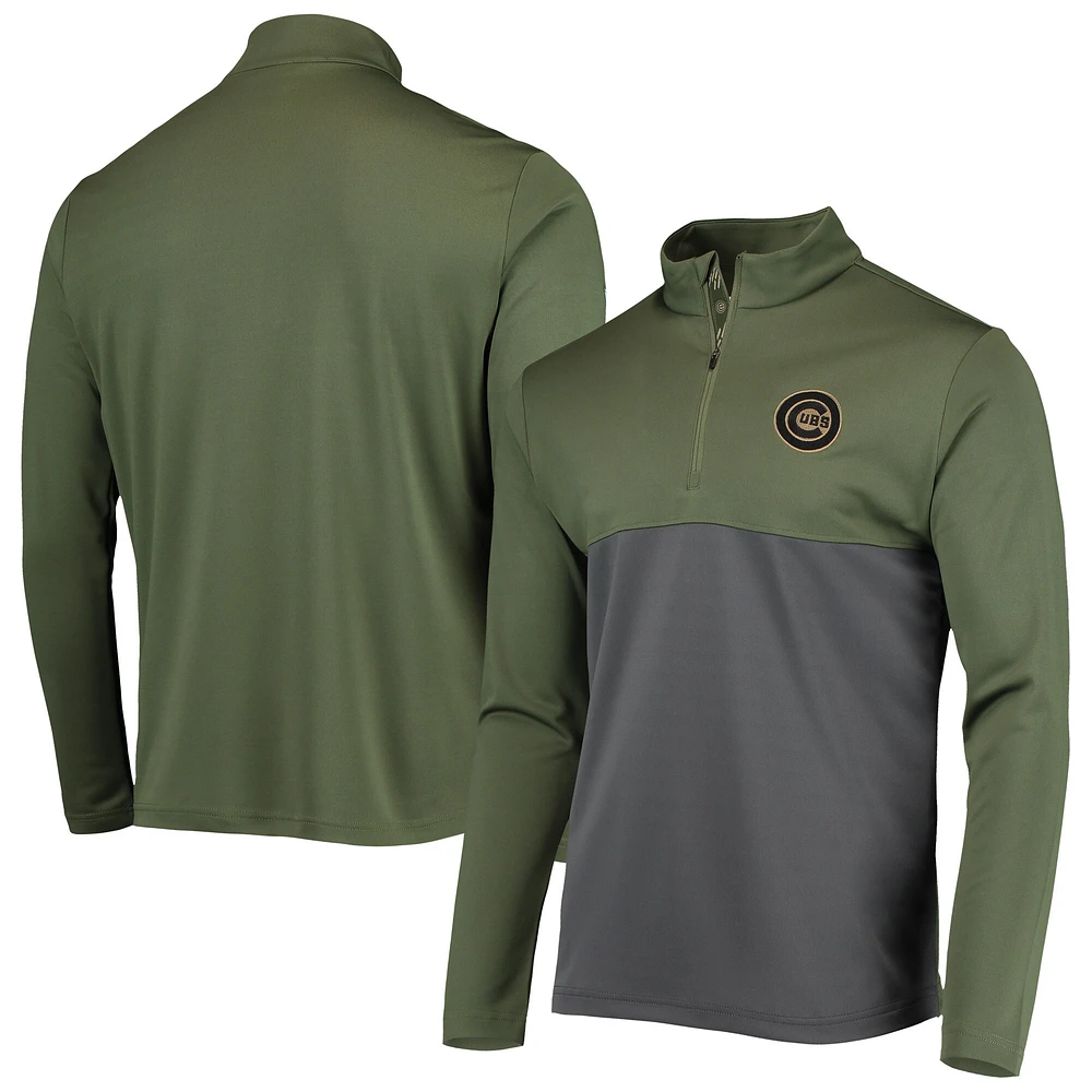 Veste pour homme Levelwear Olive Chicago Cubs Delta Pursue Quarter-Zip